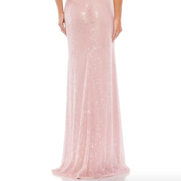 MAC DUGGAL 10829 SEQUINED RUFFLED CUTOUT LACE UP BACK ROSE GOWN sz 2 - Picture 5 of 5